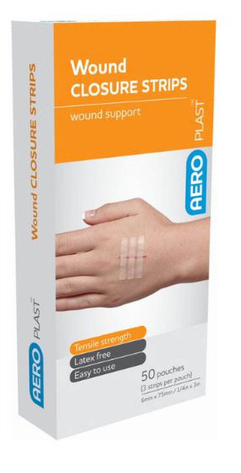 AEROPLAST WOUND/SKIN Closure Strips 6 x 75mm 3 strips/card PACK (APWC7563)